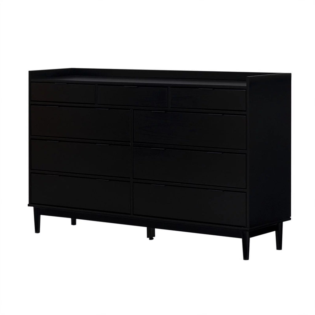 60" Lee 9 Drawer Solid Wood Dresser - Black