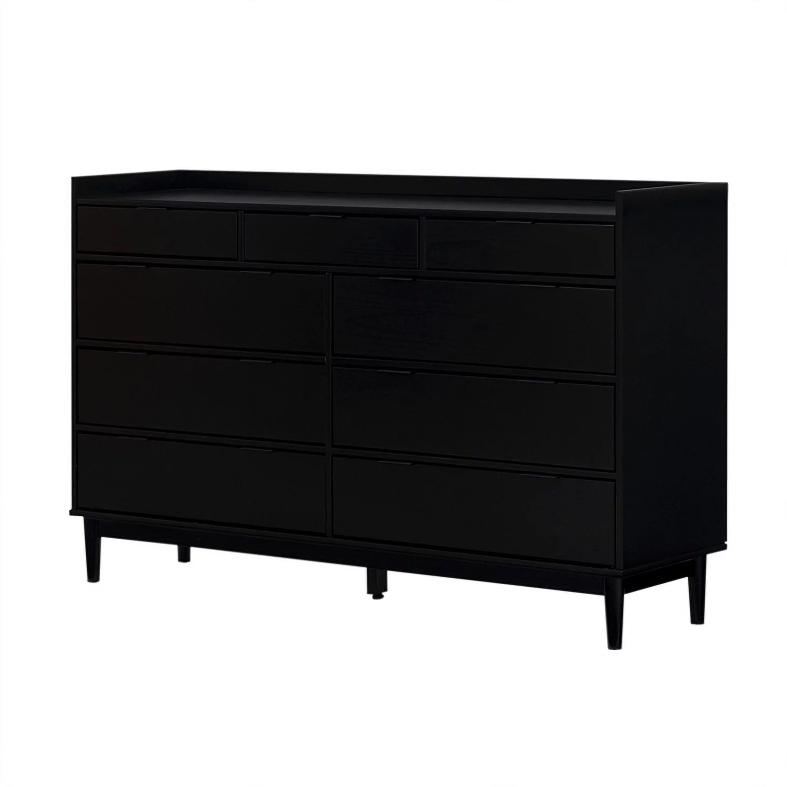 60" Lee 9 Drawer Solid Wood Dresser - Black