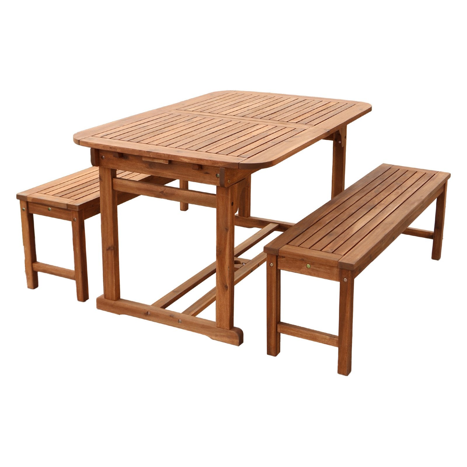 3 Piece Acacia Patio Dining Set in Dark Brown