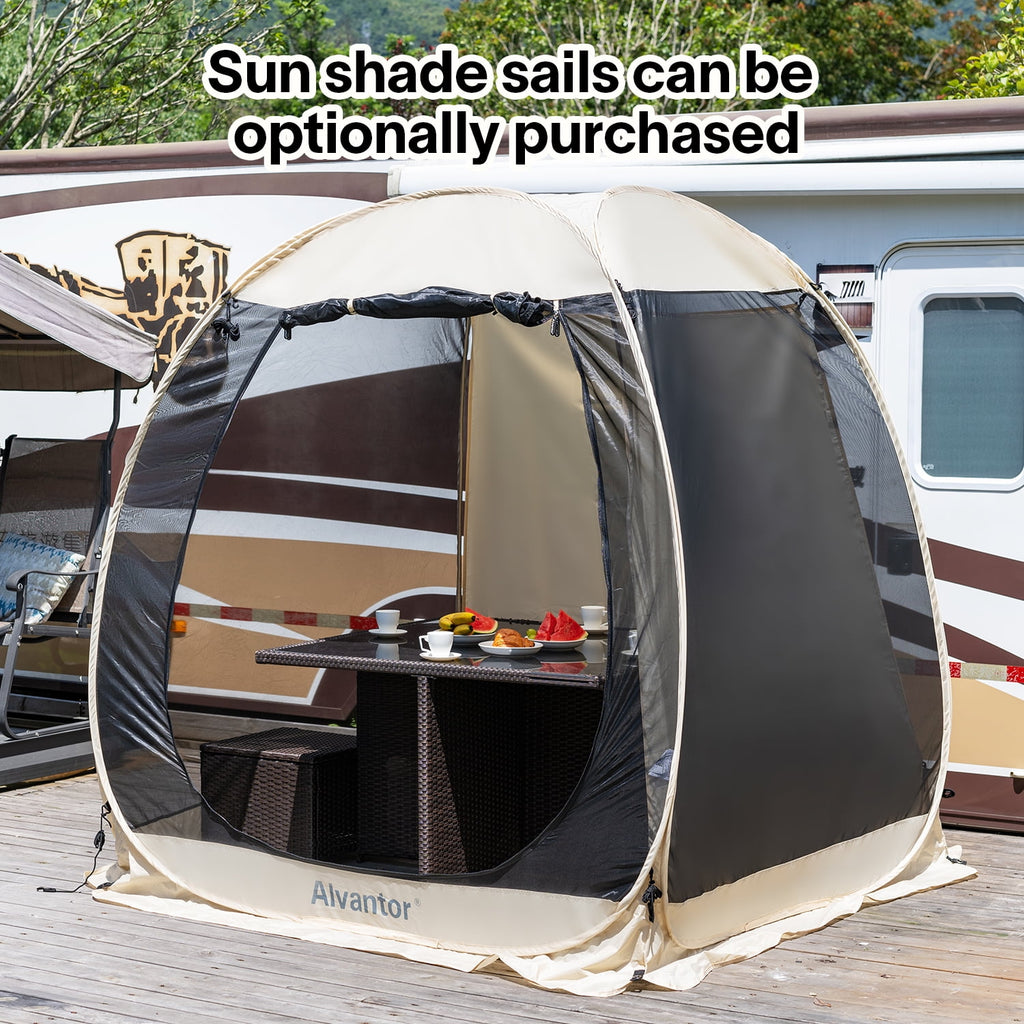 Alvantor Screen House Room Camping Tent Outdoor Canopy Dining Gazebo Pop Up Sun Shade Hexagon Shelter Mesh Walls Not Waterproof 10'x10' Beige