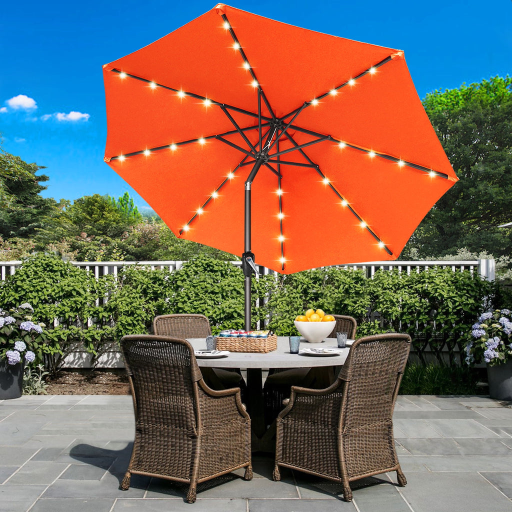 ABCCANOPY 7.5ft Patio Solar Umbrella LED Outdoor Umbrella with Tilt and Crank, Turquoise