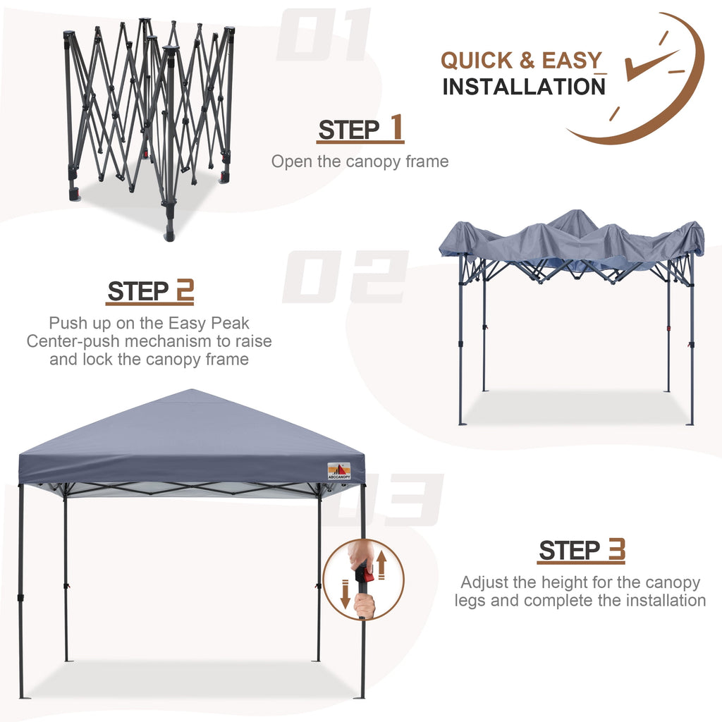 ABCCANOPY 10 ft x 10 ft Easy Pop up Outdoor Canopy Tent, White