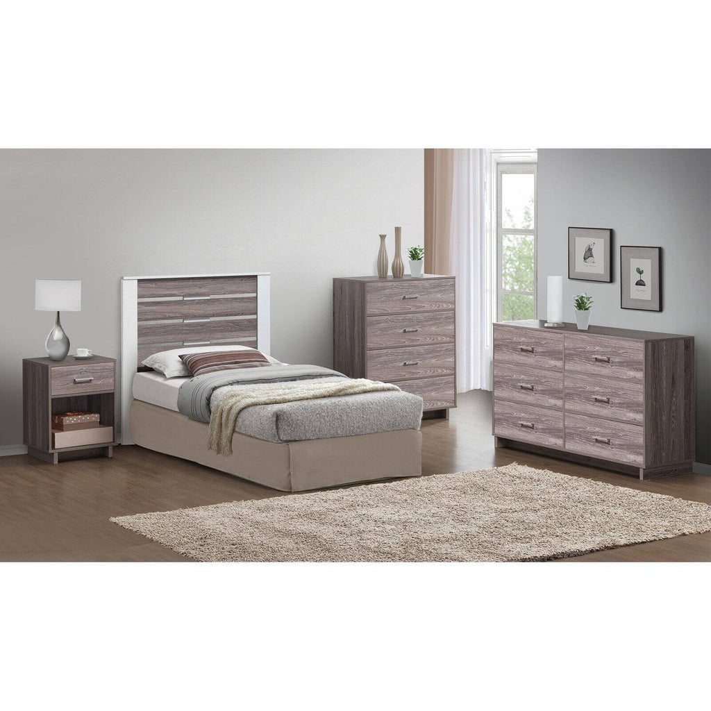 Ameriwood Home Lennon Tall 5 Drawer Dresser, Medium Brown and Faux Rattan