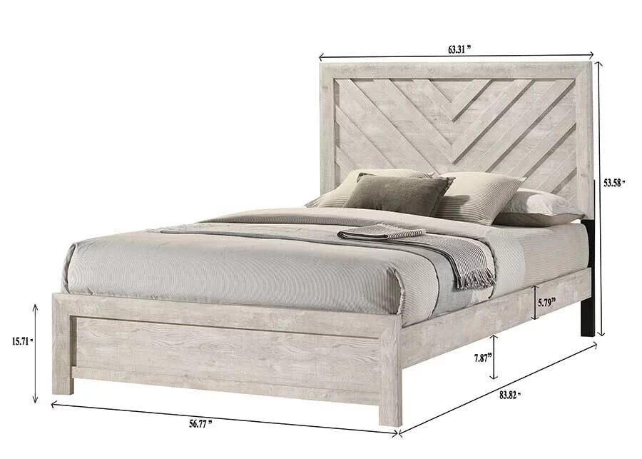 3pc Rustic Beige Gray Finish Bedroom Furniture Queen Bed 2x Nightstand Set