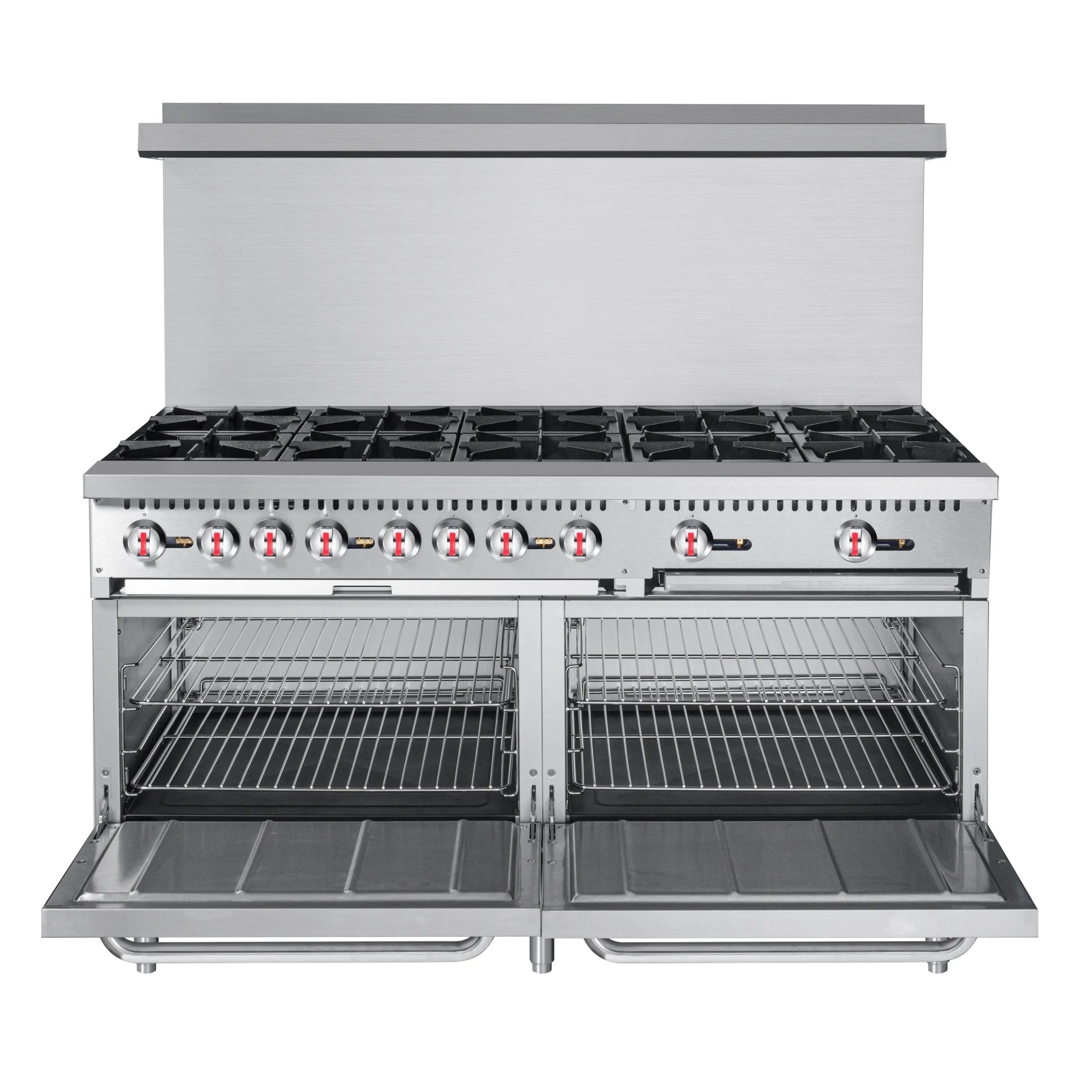 60 in. 10 Burner Commercial LP Range with Oven in Stainless-Steel (KM-CR60-LP)