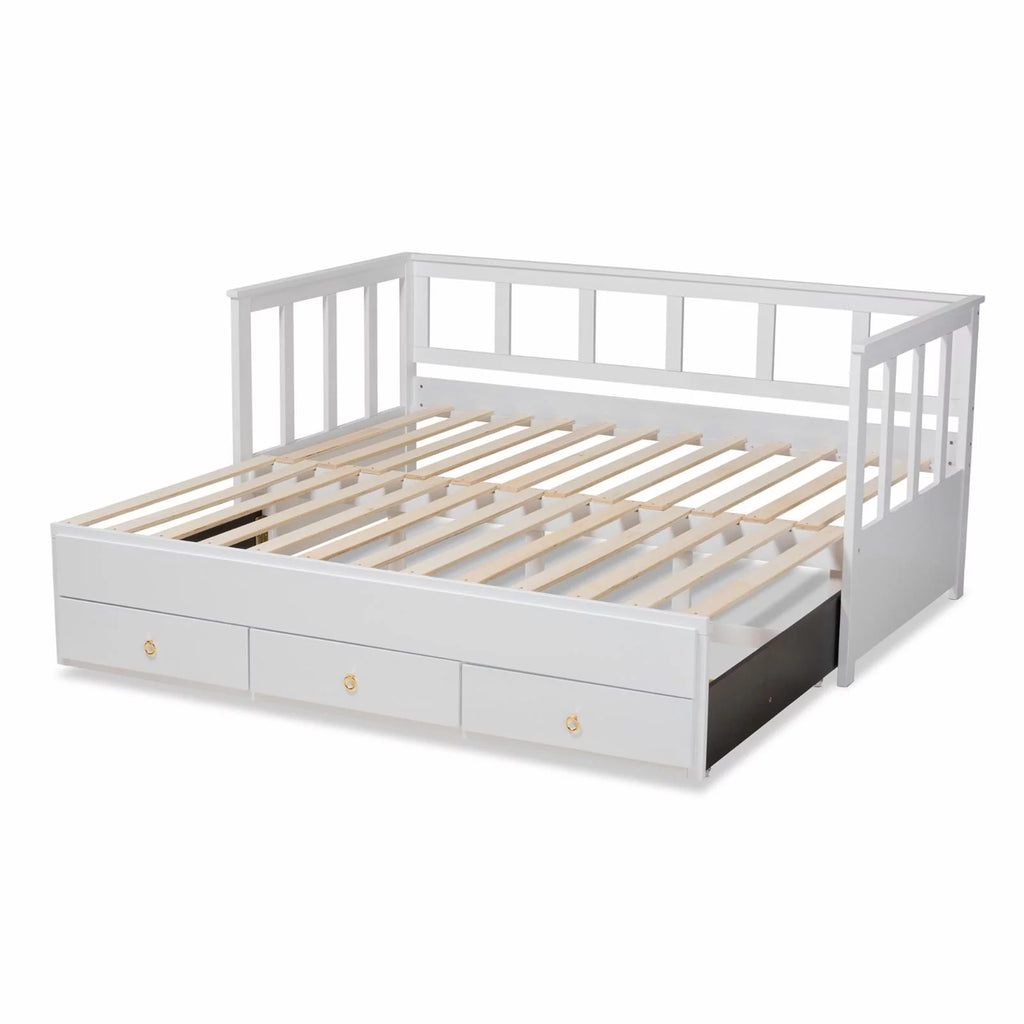 Baxton Studio Kendra White Finished Expandable Twin Size to King Size Daybed
