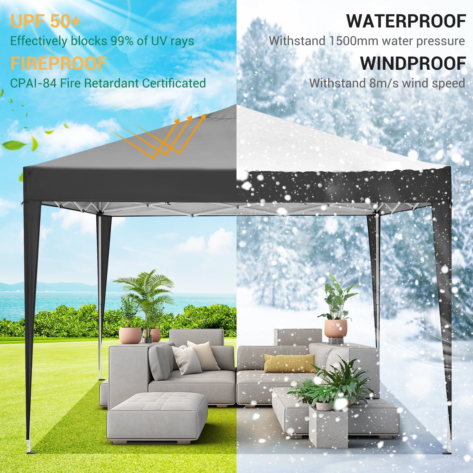 10'x 10' Pop up Canopy 1 Person Setup Canopy Portable Outdoor Party Instant Shelter with 4 Removable Sidewalls & Carrying Bag for Wedding Picnics Camping, White