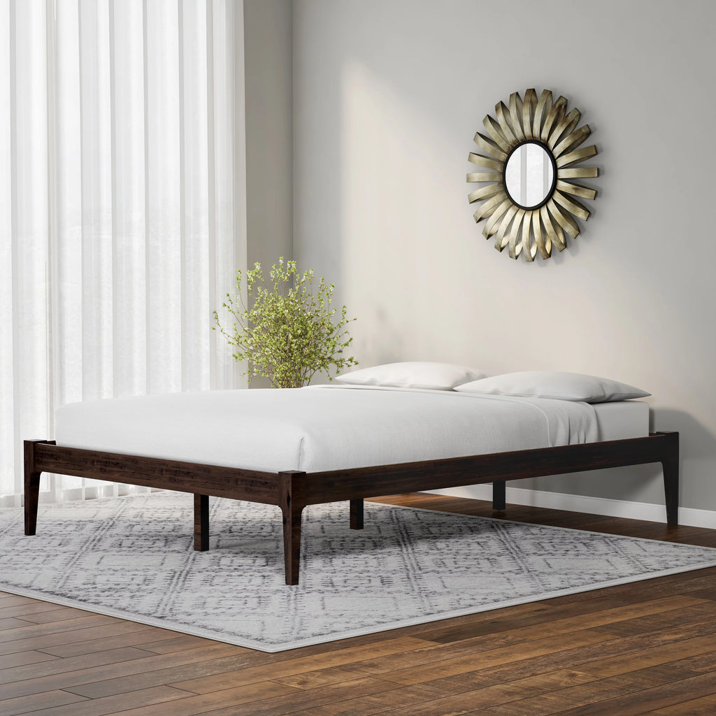 Baxton Studio  Damon Mid-century Modern Cappuccino Bed Queen