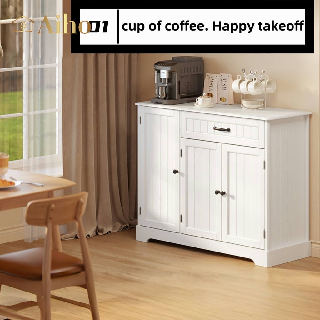 Aiho 47" H Kitchen Pantry Cabinet with 2 Doors and 2 Drawers, Solid & Sturdy, Storage Cabinet for Entryway, Kitchen - White