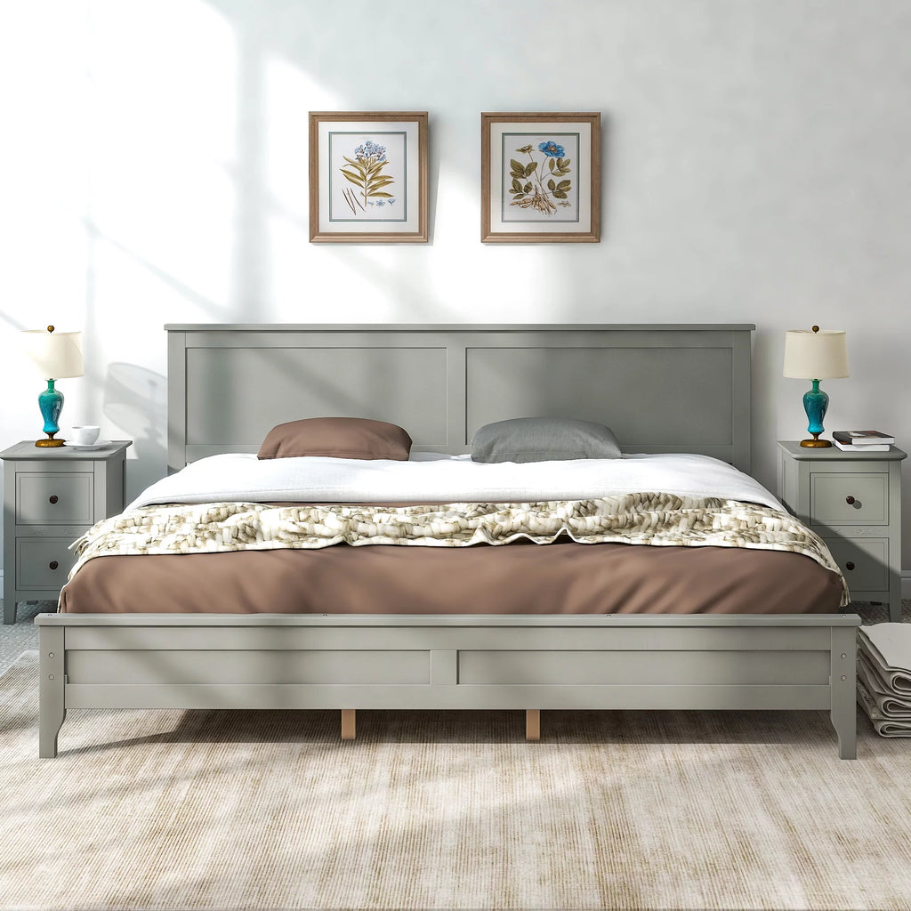 Bellemave King Size Bed Frame with Headboard, Modern Platform Bed King, No Box Spring Needed (Gray)
