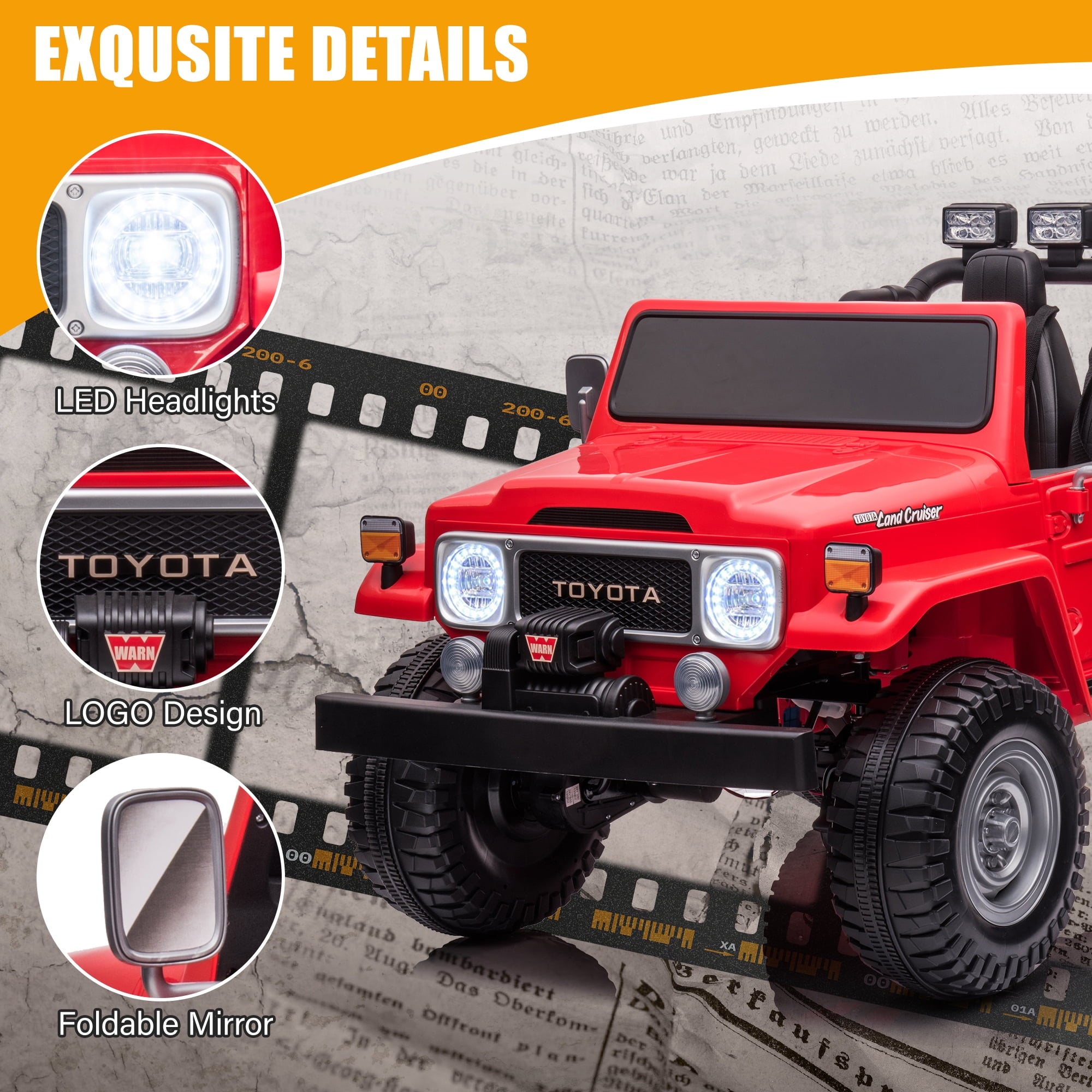 2 Seater 24V Ride on Car, Licensed Toyota Land Cruiser FJ40 Electric Truck with Remote Control, 4x80W Engine, Battery Powered Kid Car to Drive for Boy Girl, White
