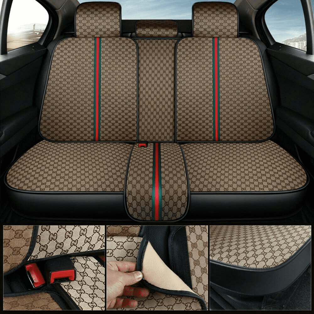 Aotiyer Universal Car Seat Covers 5PCS Full Set Car Seat Covers Accessories Breathable Leather Automotive Seat Covers for Most Cars SUVs Pick-up Trucks