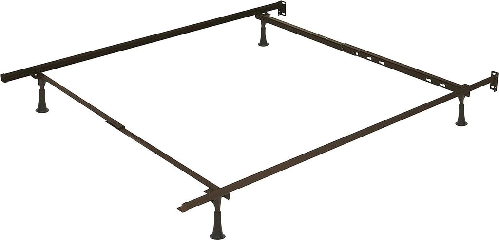 Adjustable Bed Base - Heavy Duty Steel Bed Frame, Metal Bed Frame Expands To Full Bed Rails, Full/Queen Bed Frame - 5.25” H Bed Frame , Universal Headboard Brackets, Black