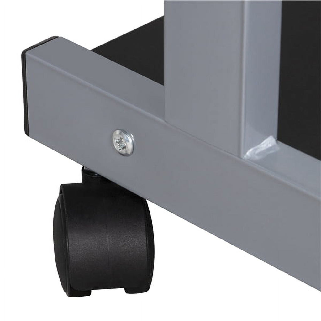 Alden Design Rolling Computer Desk with 2 Storage Shelves and Drawer, Black