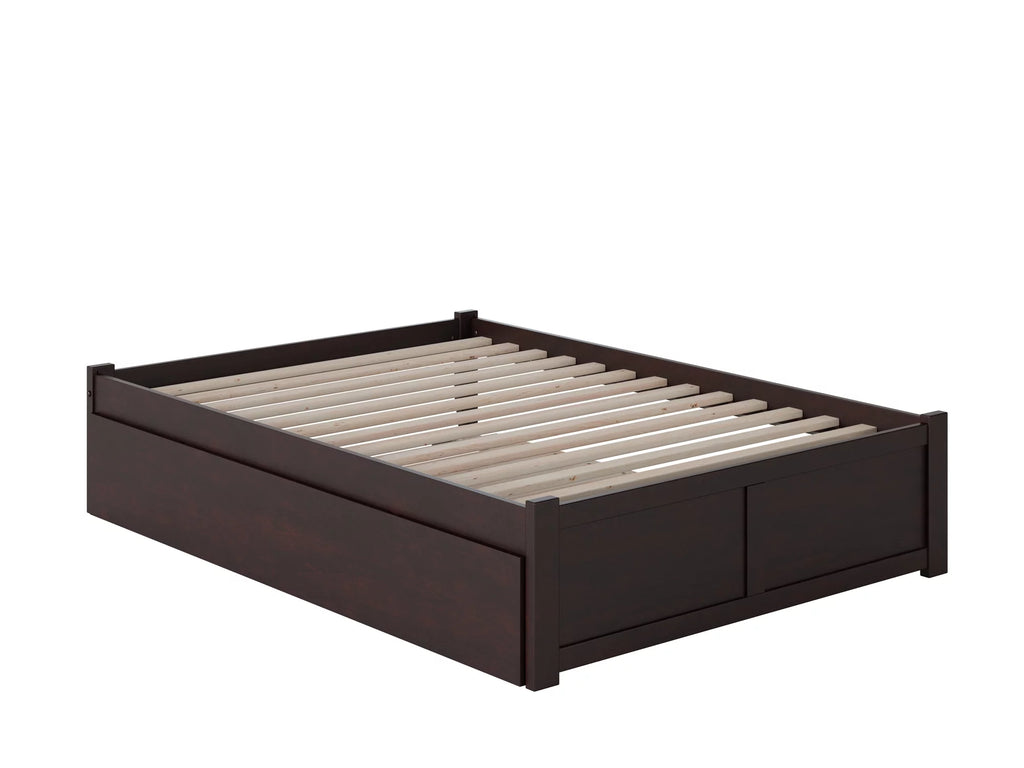 AFI Concord Full Solid Wood Platform Bed with Footboard & Full Trundle in Espresso