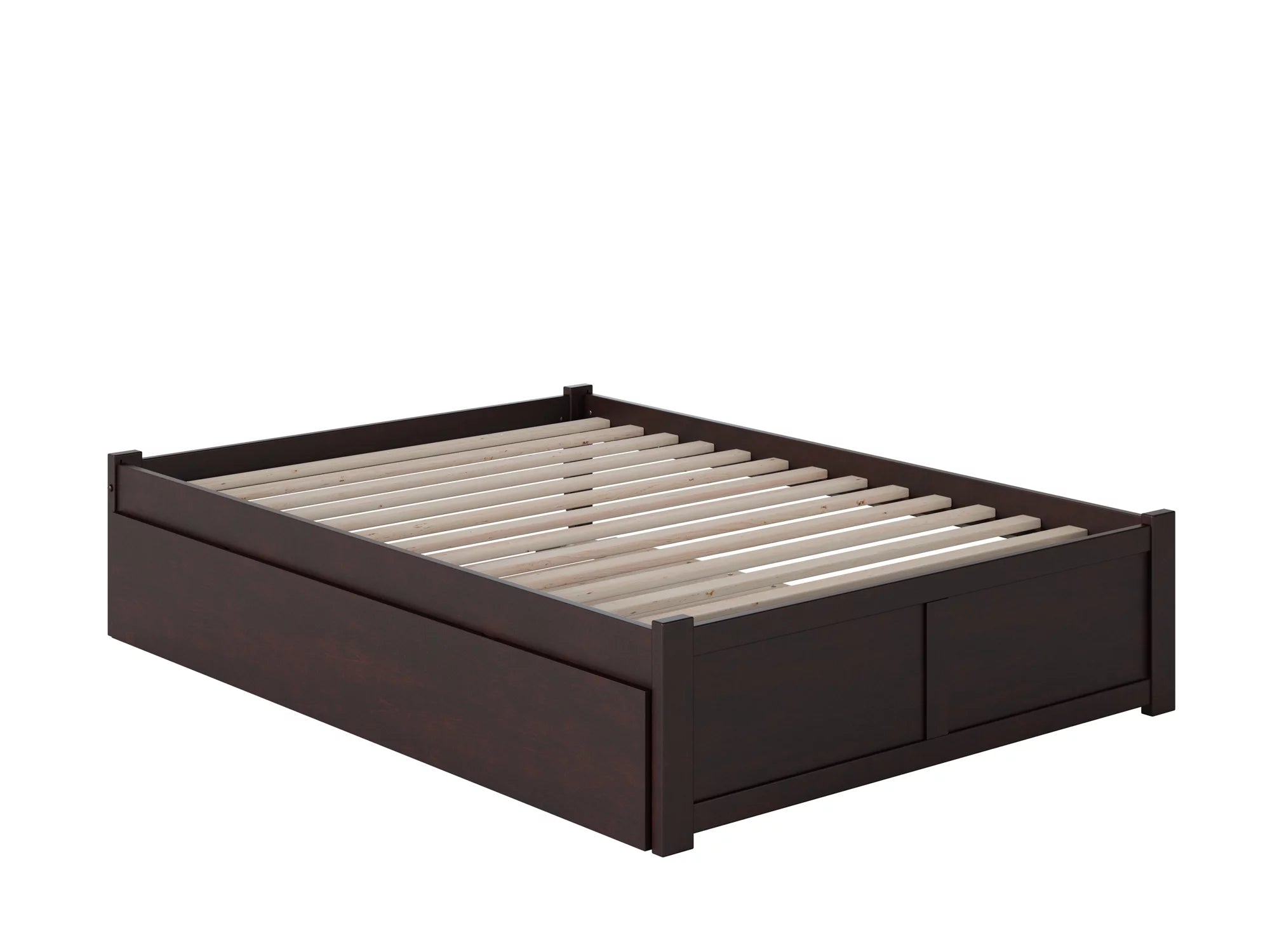 AFI Concord Full Solid Wood Platform Bed with Footboard & Full Trundle in Espresso
