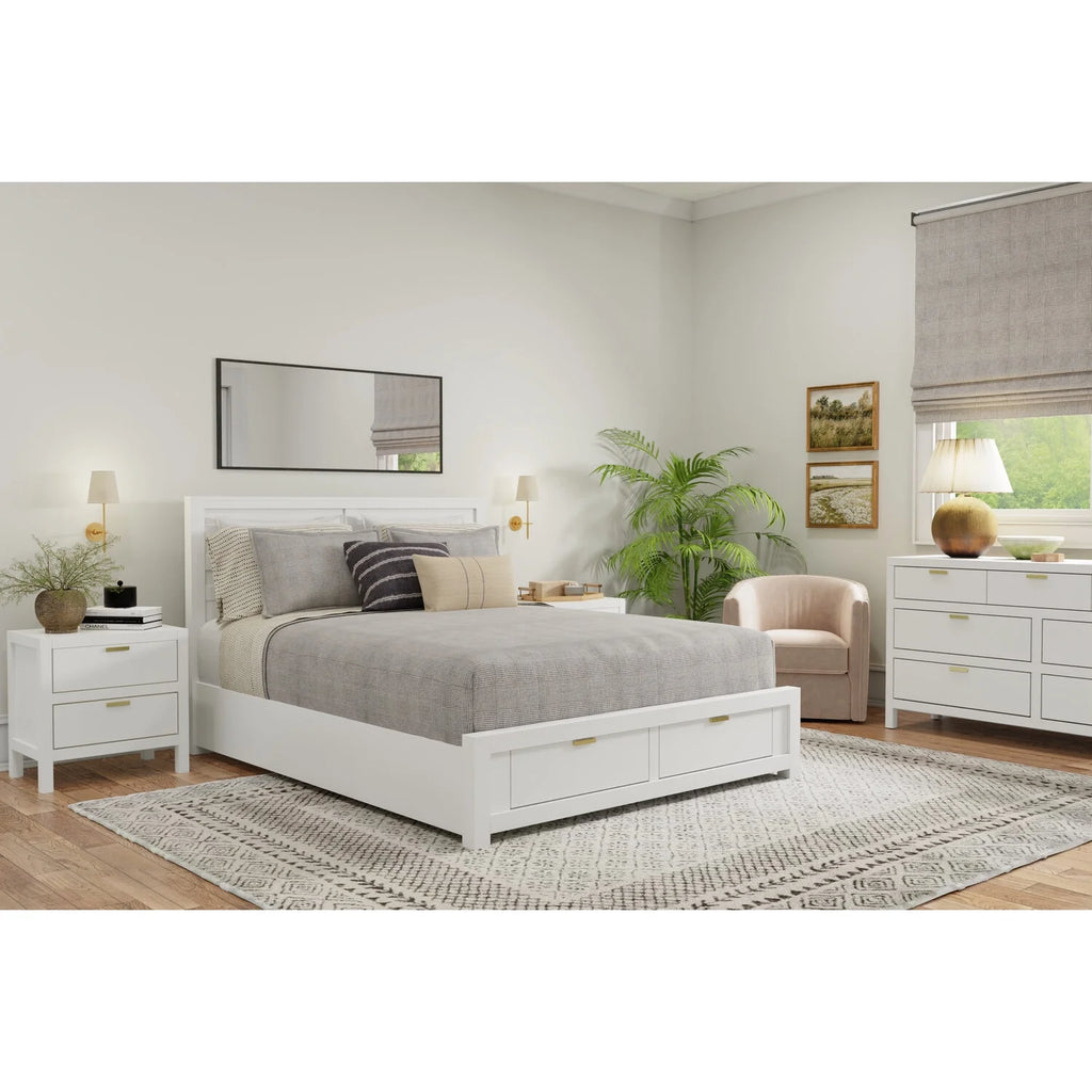Alpine Furniture Carmel Wood Queen Storage Bed in White