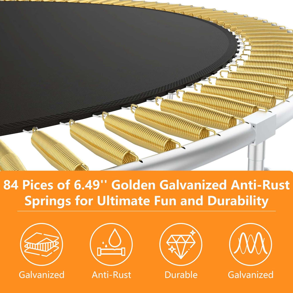 14ft Trampoline with Basketball Hoop, SEGMART Upgraded Round Kids Outdoor Trampoline with Enclosure, Heavy-Duty Backyard Trampoline for Adults and Kids, Blue