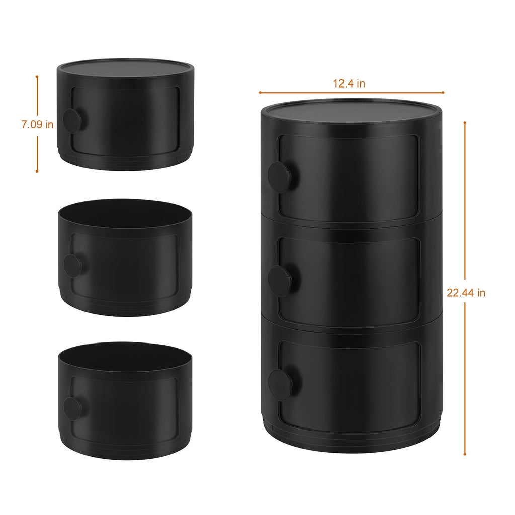 3 Drawer Sliding Barrel Modern Bedroom Nightstand, White