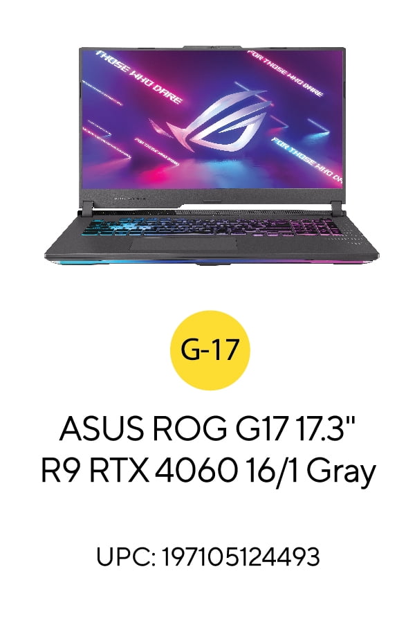 ASUS ROG Strix G17 17.3 inch WQHD 240Hz Gaming Laptop AMD Ryzen 9-7845HX NVIDIA GeForce RTX 4060 16GB DDR5 1TB SSD Eclipse Gray (2023)
