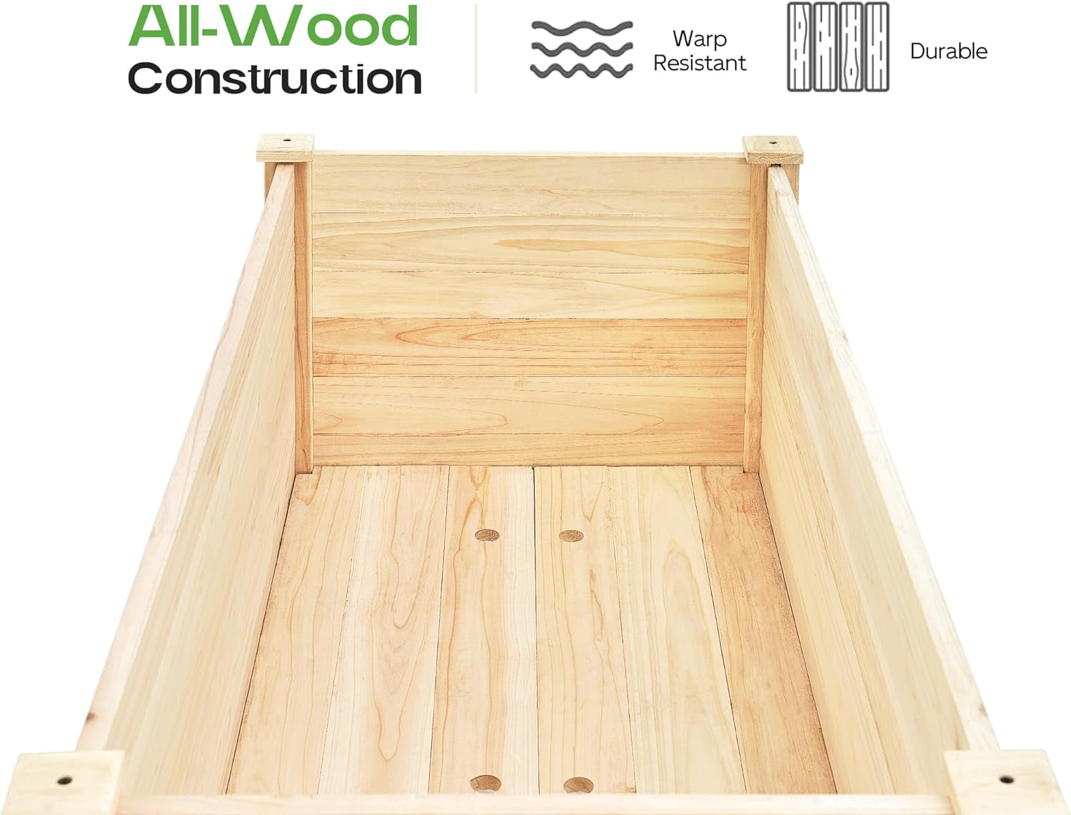 AMERLIFE Raised Garden Bed 4x2x2.6 ft Large Capacity Planter with Drain Hole for Growing Plants