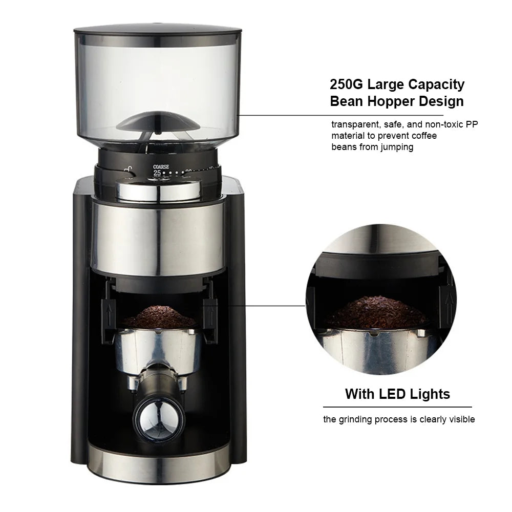 Aibecy Electric Burr Coffee Grinder Adjustable Automatic Conical Burr Mill Coffee Bean Grinder with 25 Grind Setting for 2-12 Cups Capacity French Press Drip Coffee and Espresso Black
