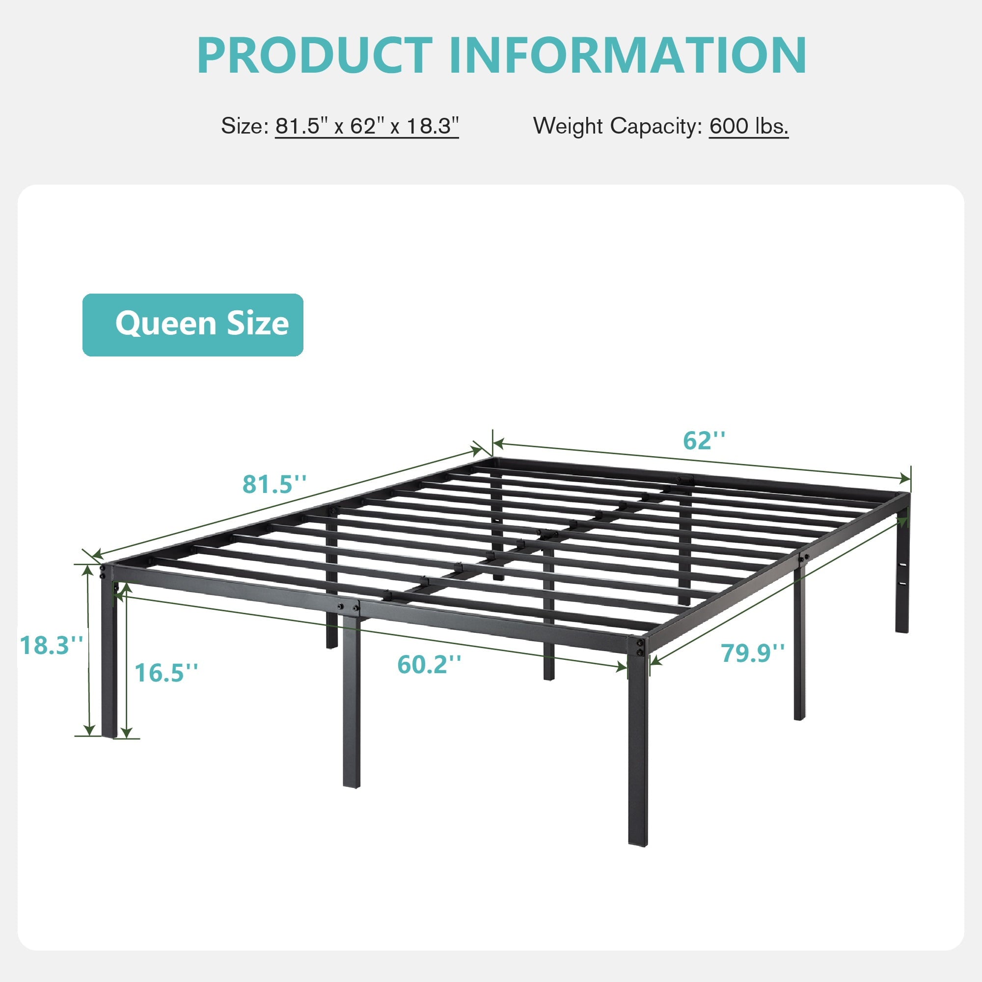 Amolife Heavy Duty Full Size Metal Platform Bed Frame with 16.5'' Large Under Bed Storage Space