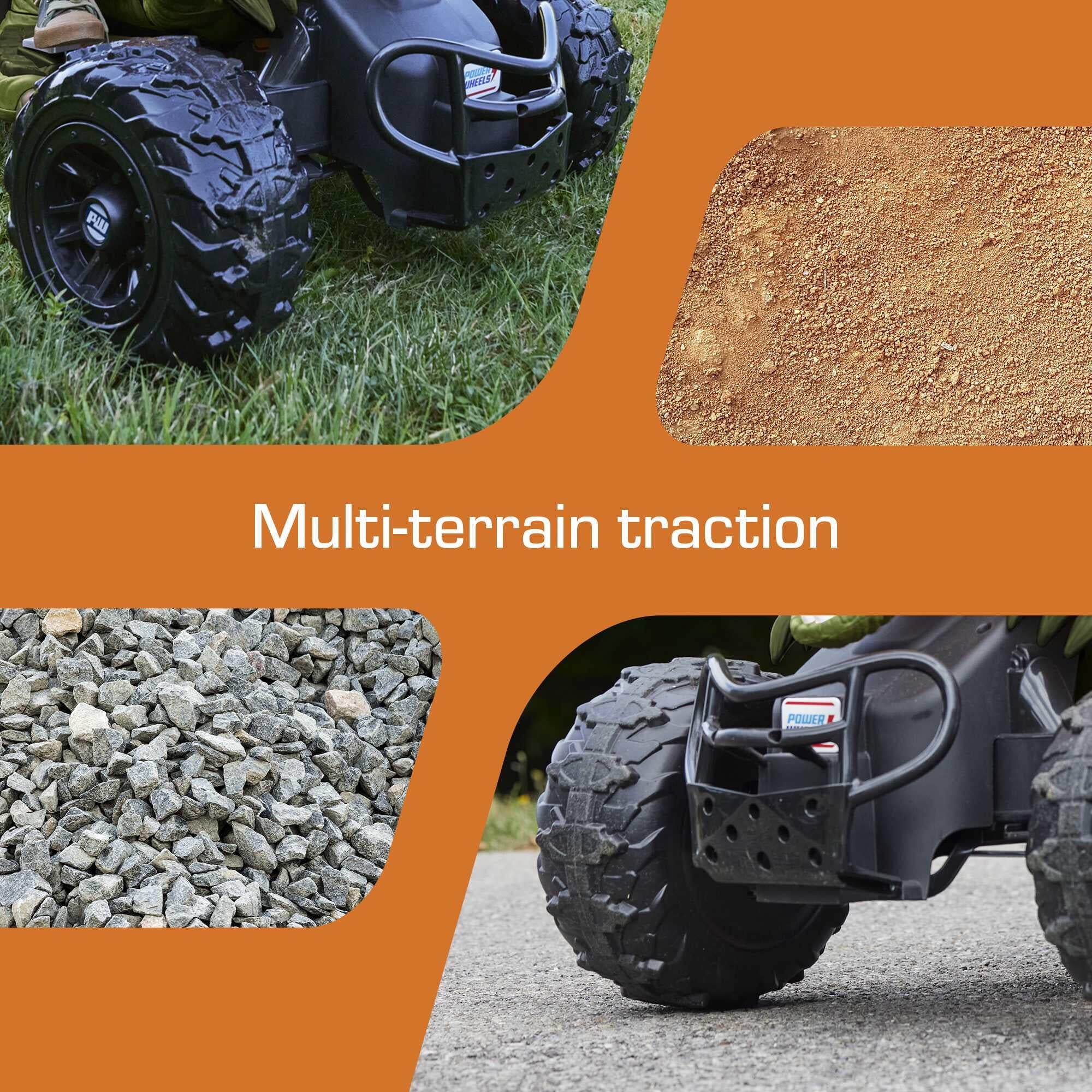 12V Power Wheels Jurassic World Dino Racer Battery-Powered Ride-On ATV Dinosaur Toy, Green