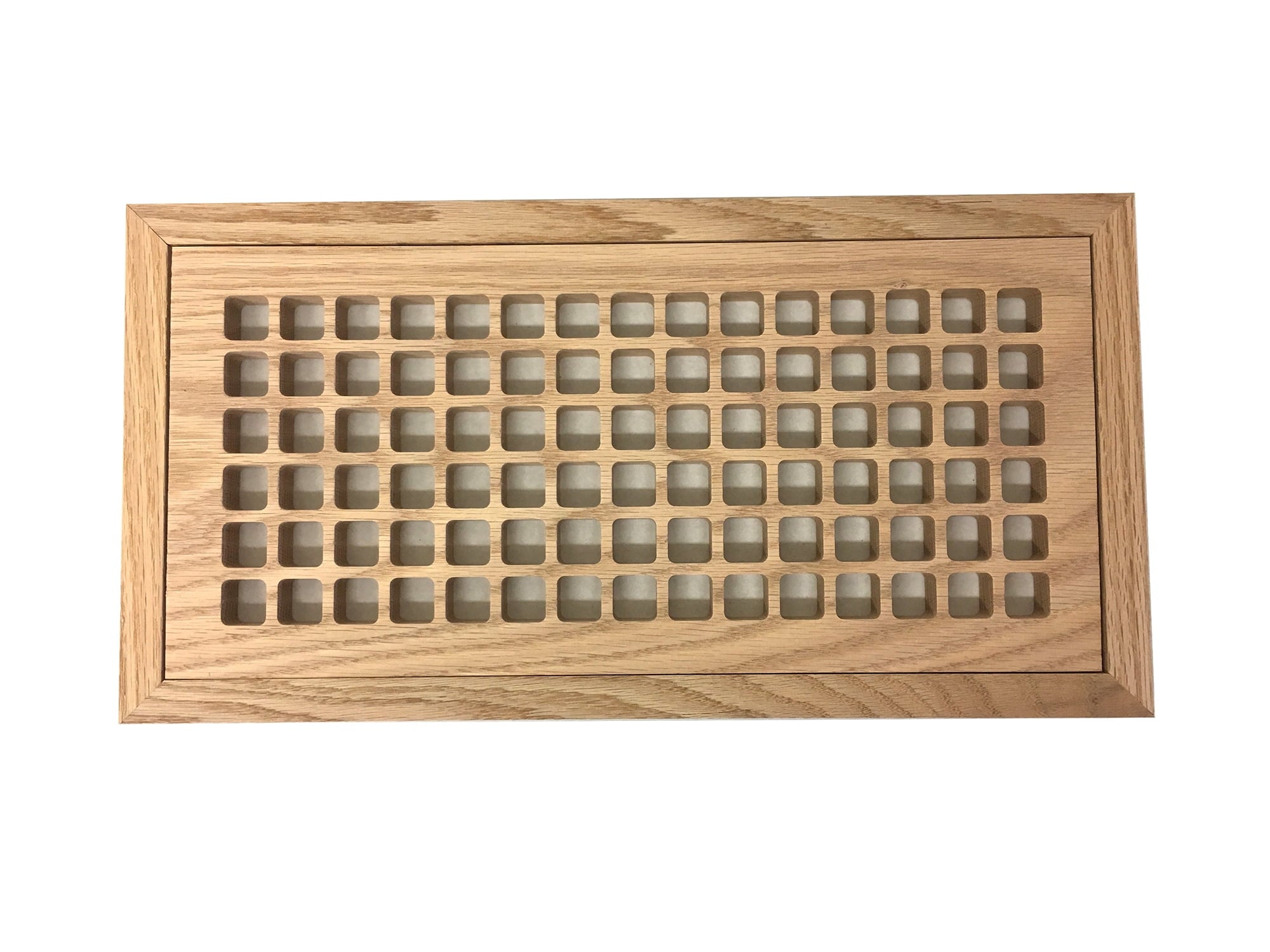 6 Inch x 14 Inch Red Oak Hardwood Vent Floor Register Flush Mount, Eggcrate Style, Unfinished