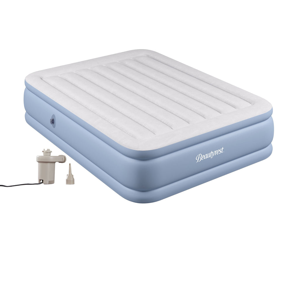 Beautyrest Hi Loft 17" Queen Air Bed Mattress, Raised Inflatable Blow-Up Bed, Powerful Pump, Adjustable Firmness