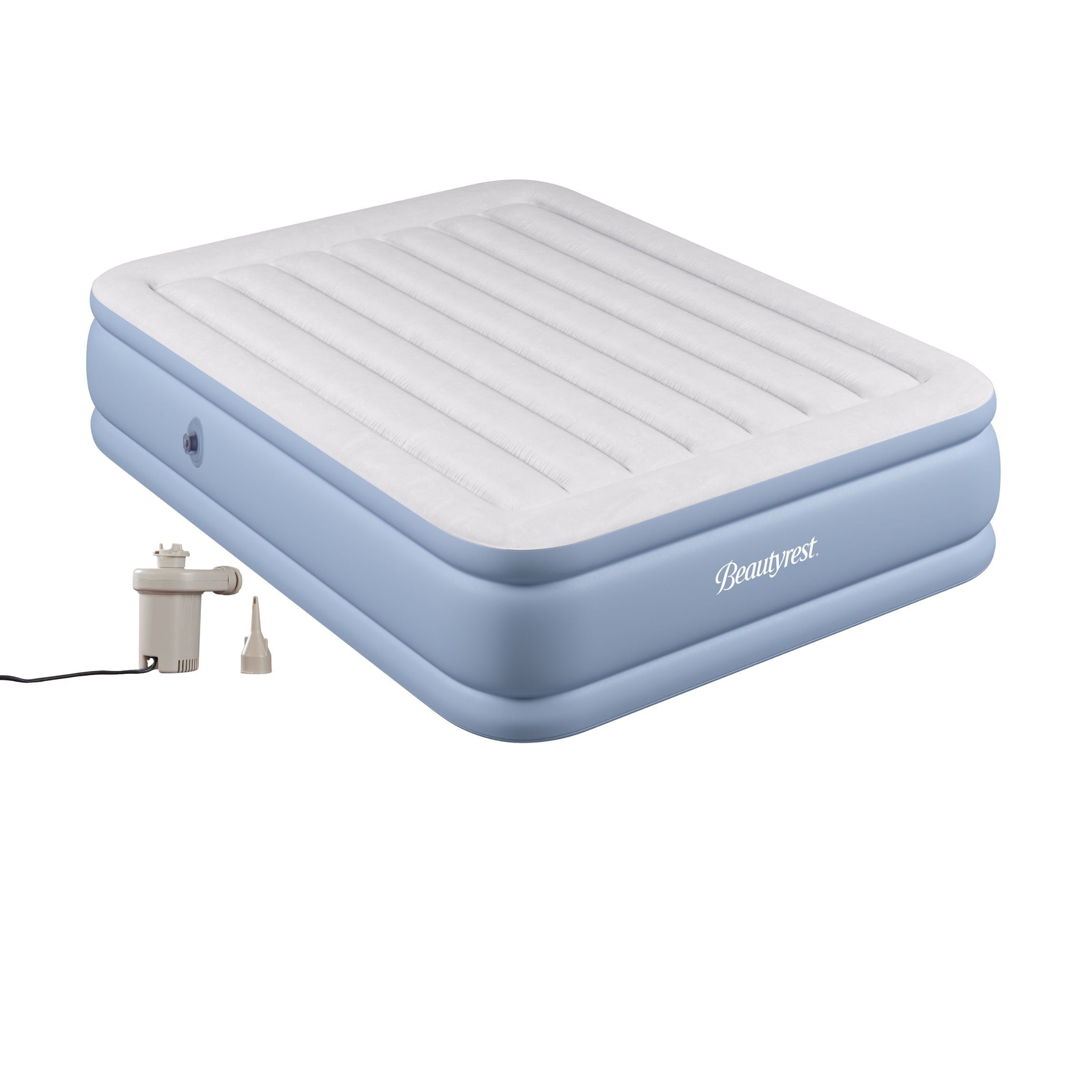 Beautyrest Hi Loft 17" Queen Air Bed Mattress, Raised Inflatable Blow-Up Bed, Powerful Pump, Adjustable Firmness