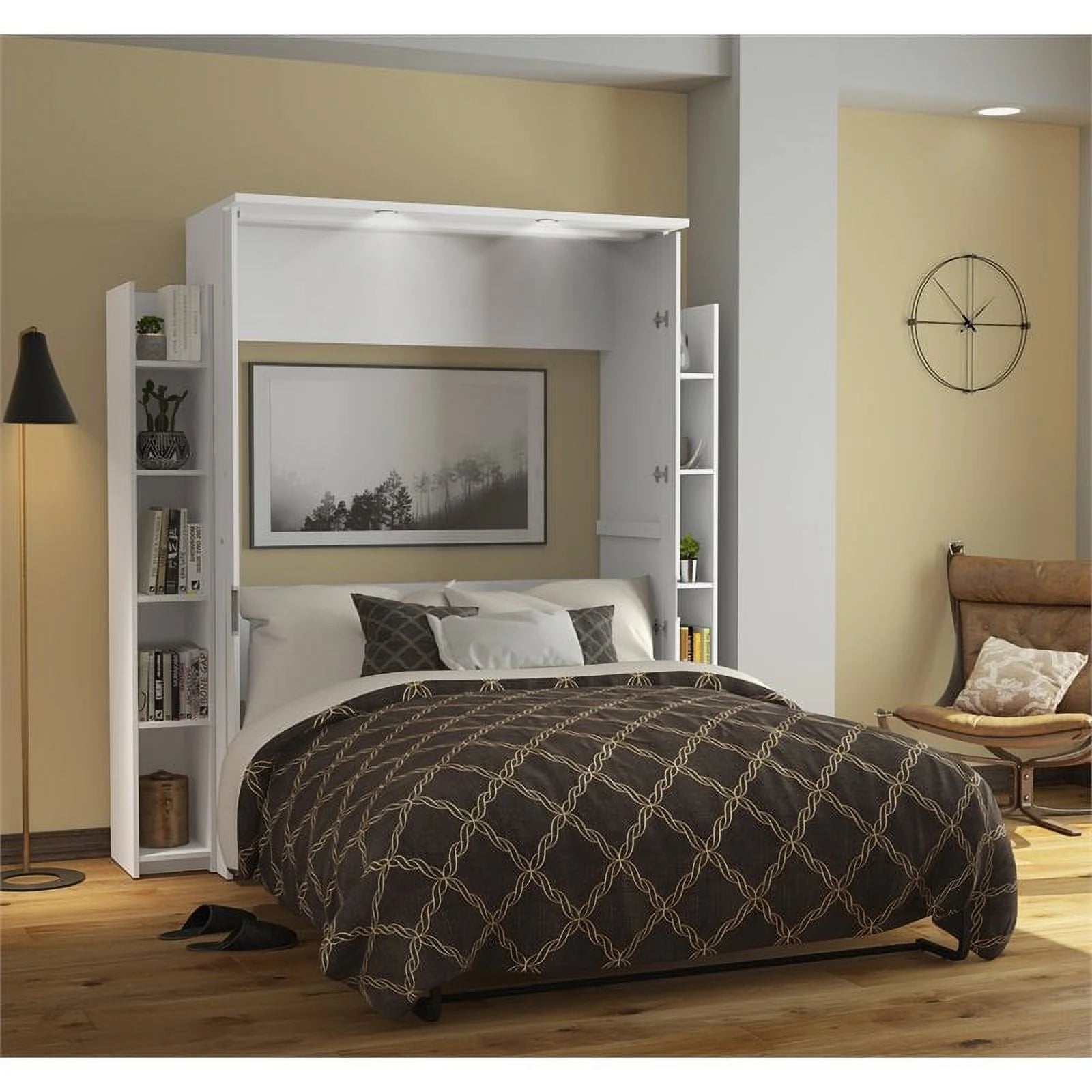 Atlin Designs 79" Full Murphy Bed and 2 Storage Units in White