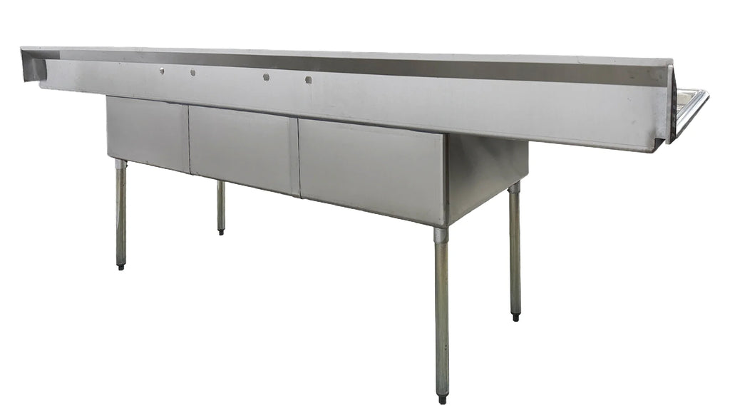 120 in. Stainless Steel 3 Compartment Sink, Freestanding Commercial Sink, NSF Certified