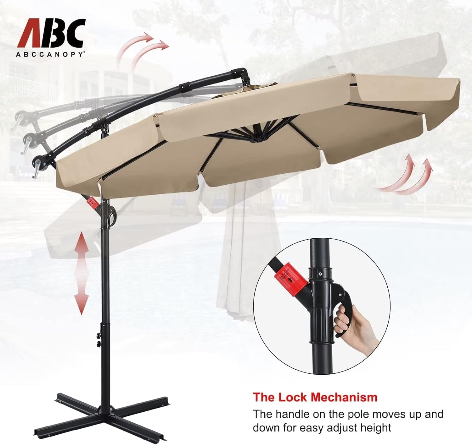 ABCCANOPY 10 FT Patio Umbrellas with Crank & Cross Base for Garden, Backyard, Pool and Beach, 12+ Colors(Turquoise)