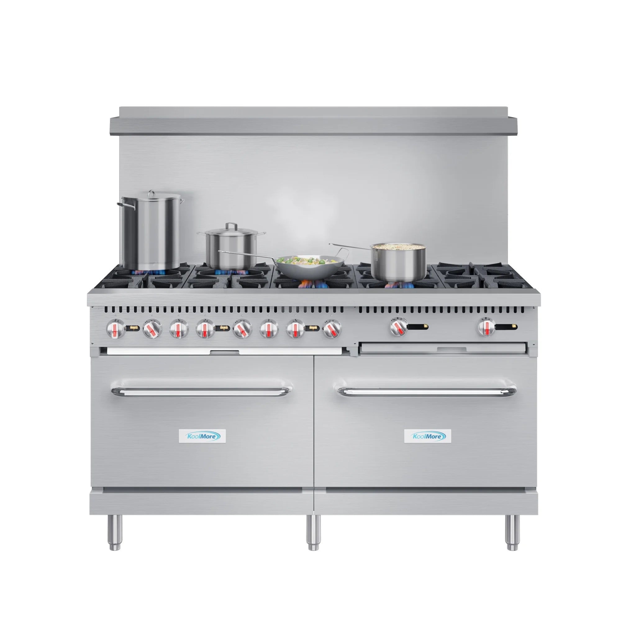 60 in. 10 Burner Commercial LP Range with Oven in Stainless-Steel (KM-CR60-LP)