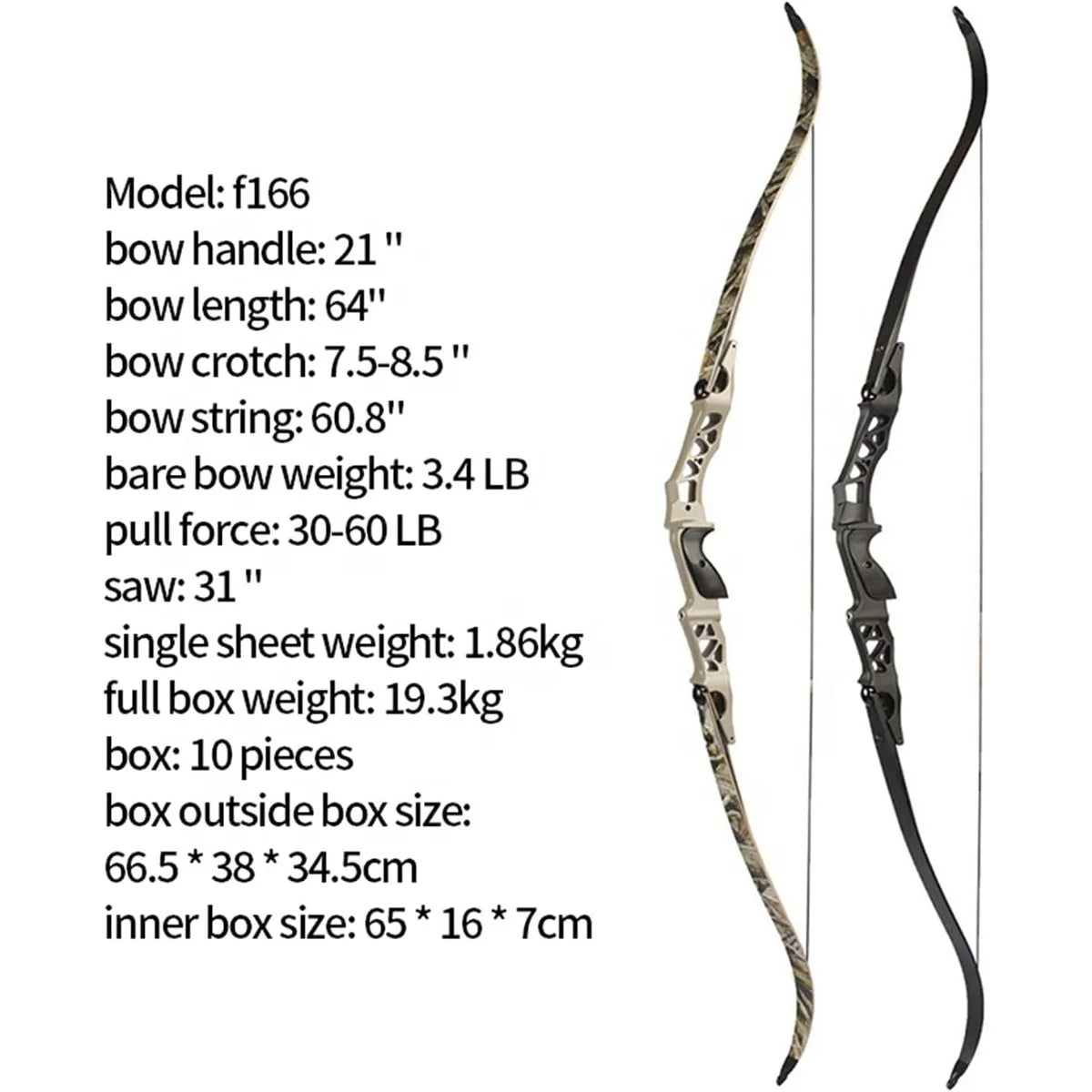 64 inch 30-60 lbs Outdoor Shooting Alloy Material Jungle Coating Hunting and Archery Adult Bow （camo 40lbs）