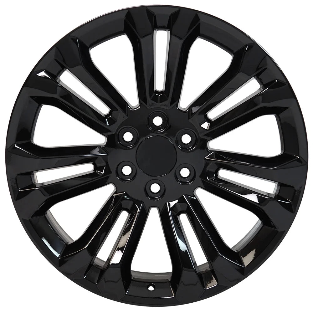 22 inch Black 5666 OE Wheels & Goodyear Tires Set Fit GM Trucks & Suv's - Silverado Style Rims