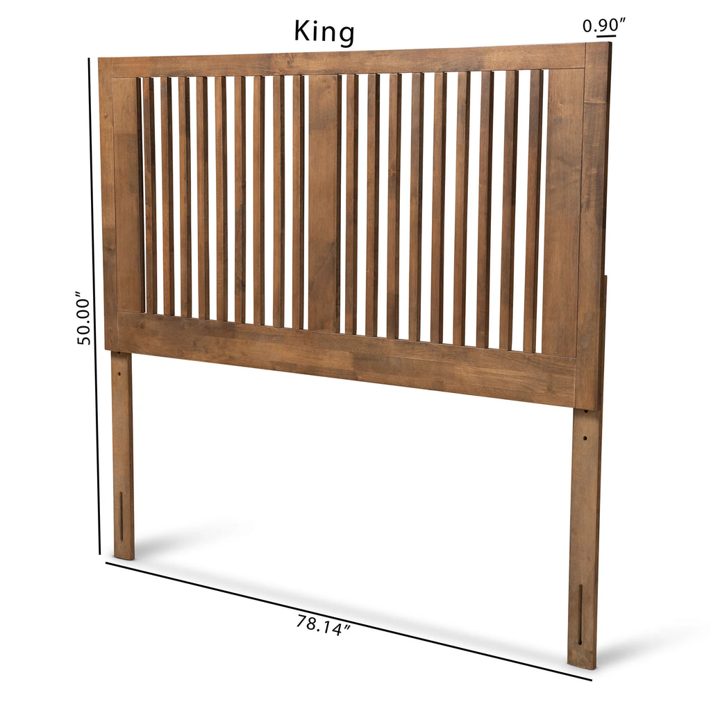 Baxton Studio Harena Contemporary/Modern Slat Back Support Rubberwood Headboard, King, Ash Walnut