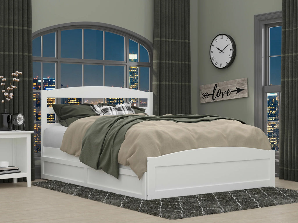 AFI Warren Queen Wood Platform Bed with Headboard Footboard & Twin XL Trundle, White