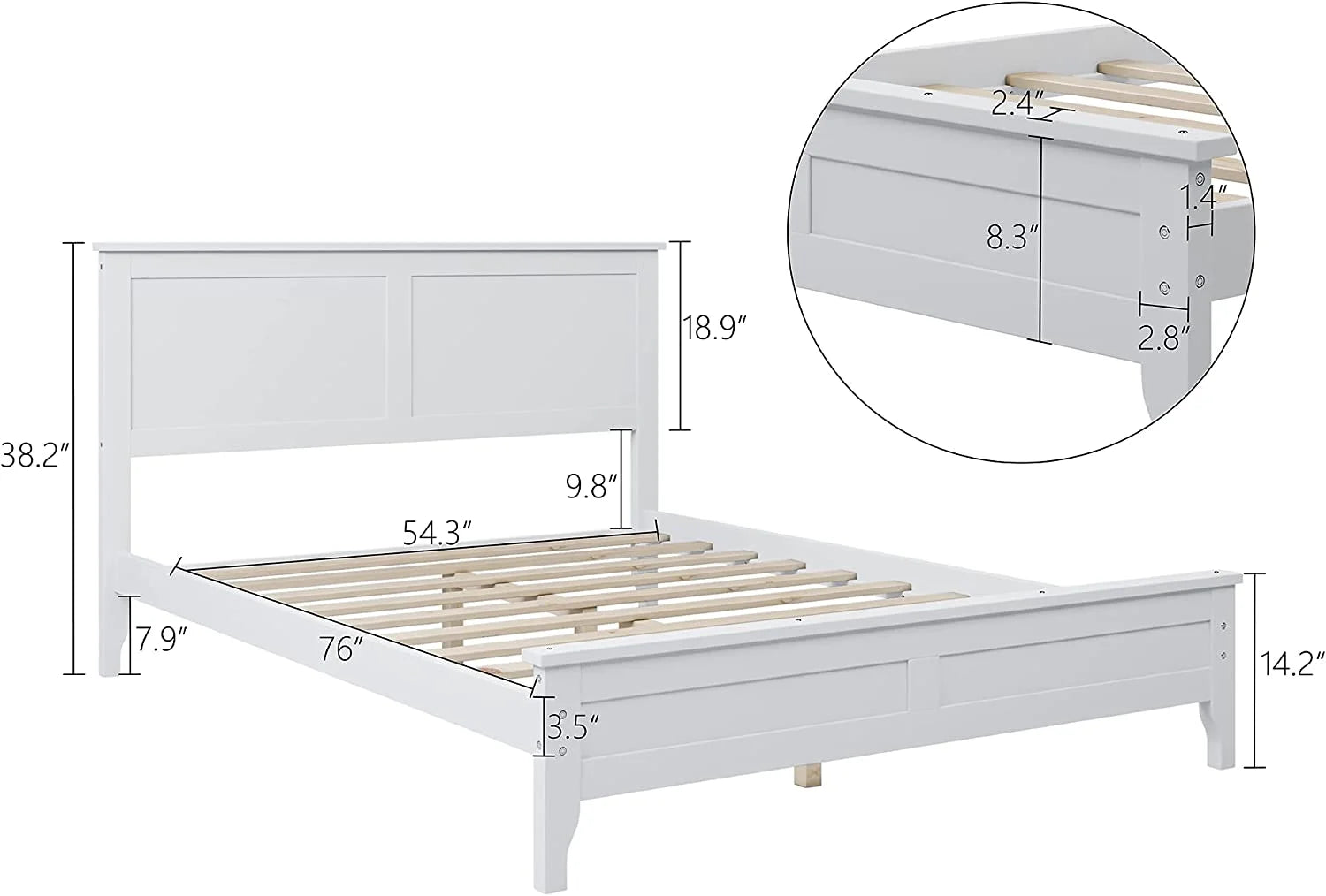 Bedroom Sets, 3 Pieces Bedroom Sets With Full Size Bed, Nightstand End Table And Dresser, Wood Bedroom Furniture Set (White_Full, 3 Piece)
