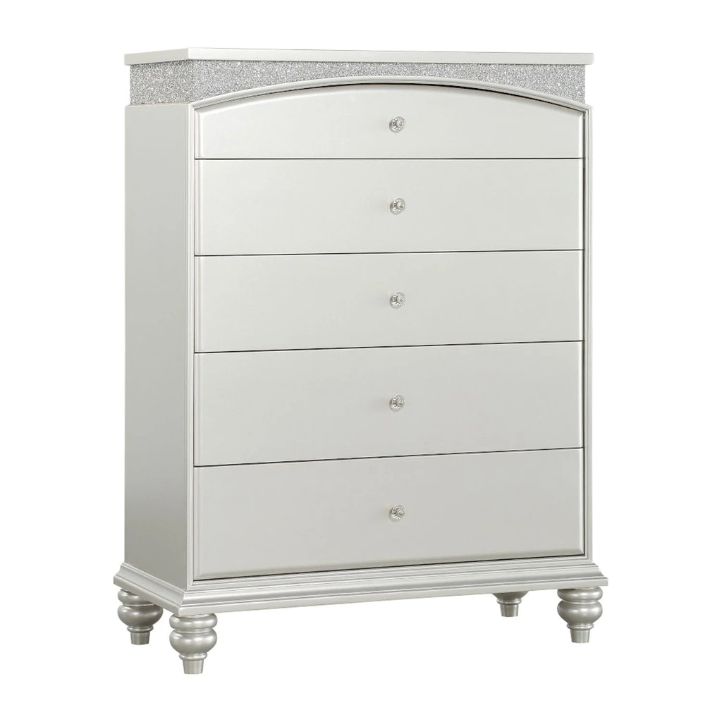 ACME Maverick 5-Drawer Wooden Chest in White Platinum