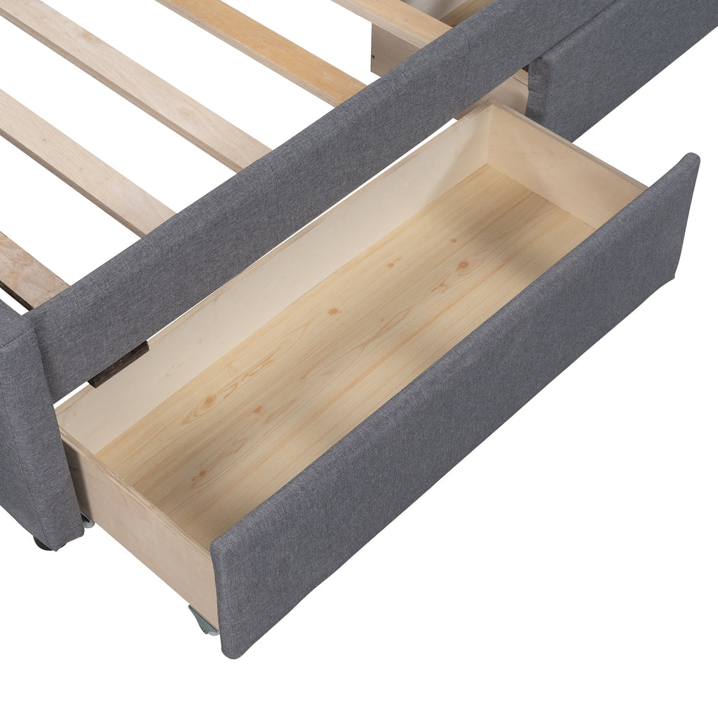 Bellemave Linen Upholstered Platform Bed With Headboard and Two Drawers, Twin