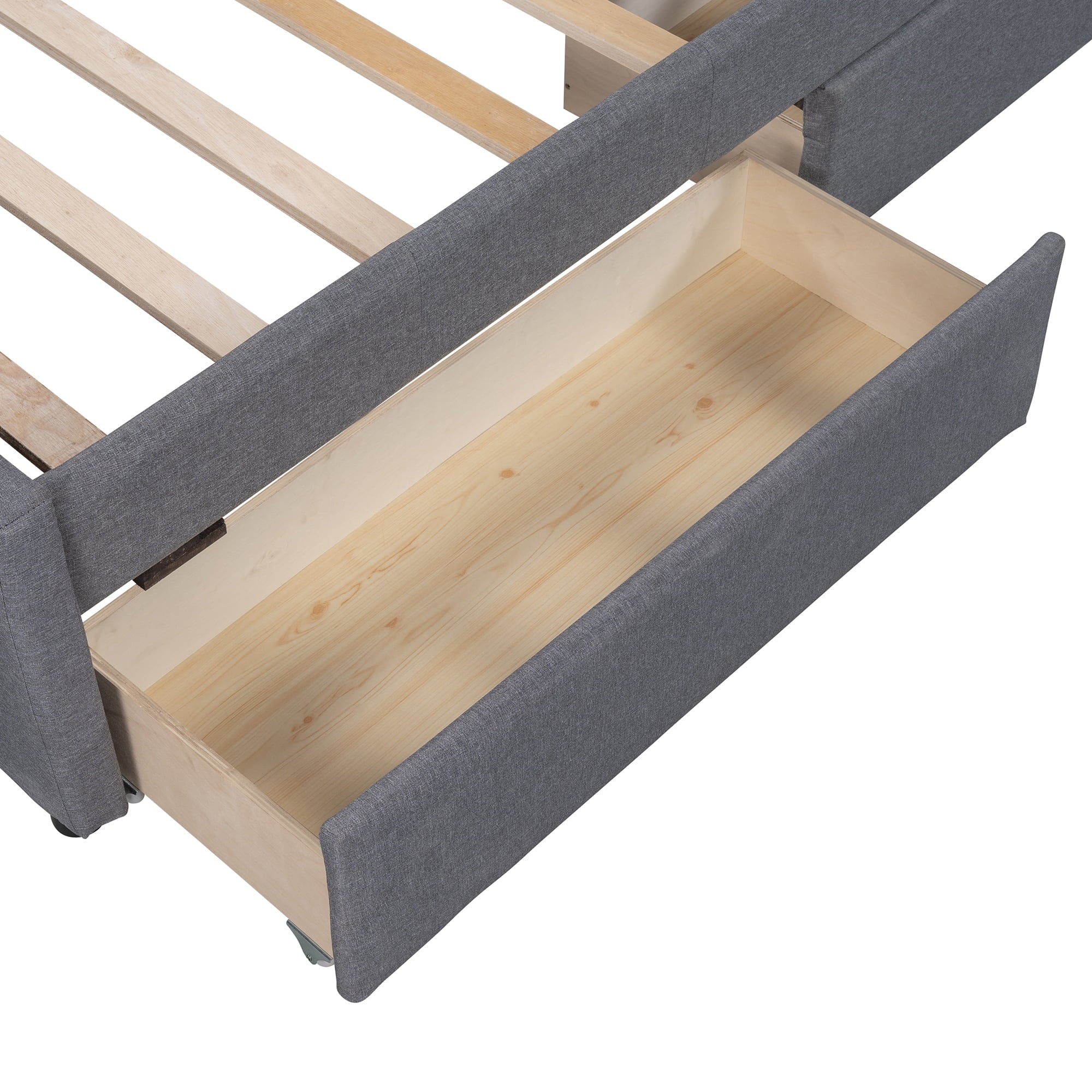 Bellemave Linen Upholstered Platform Bed With Headboard and Two Drawers, Twin