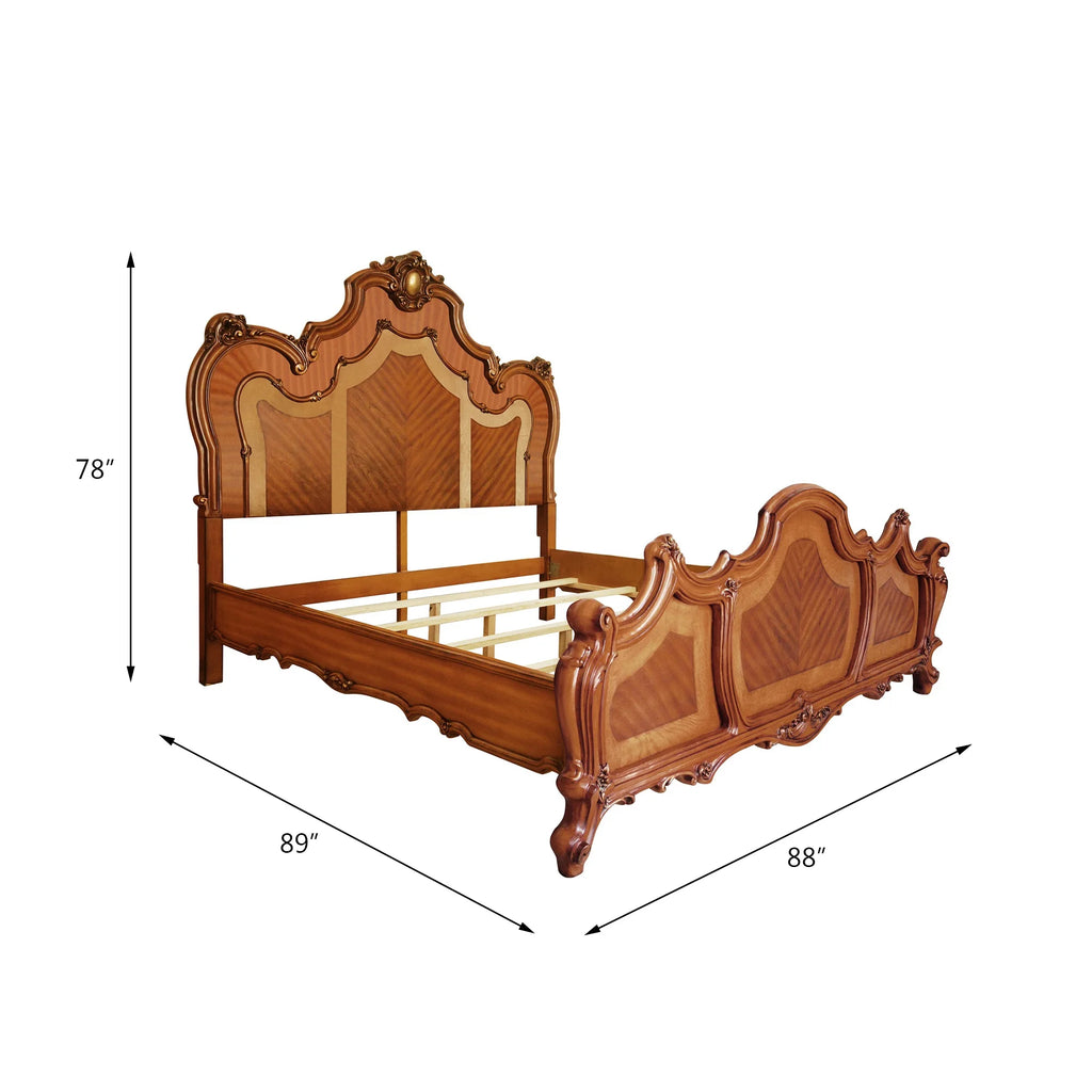 ACME Picardy Eastern King Bed in Honey Oak Finish