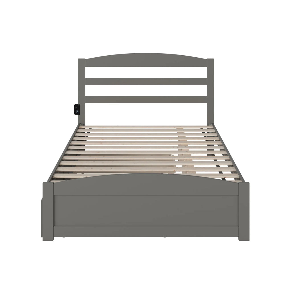 AFI Warren Solid Wood Full Bed w/ Footboard & Twin Trundle in Gray
