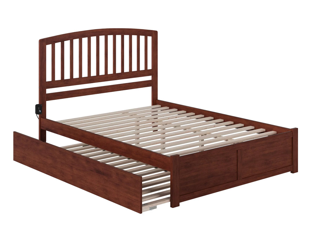 AFI Richmond King Solid Wood Platform Bed with Footboard and Twin XL Trundle in Walnut