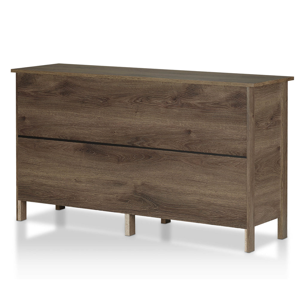 24/7 Shop At Home Rim Wood 6-Drawer Dresser for Bedroom, Distressed Walnut