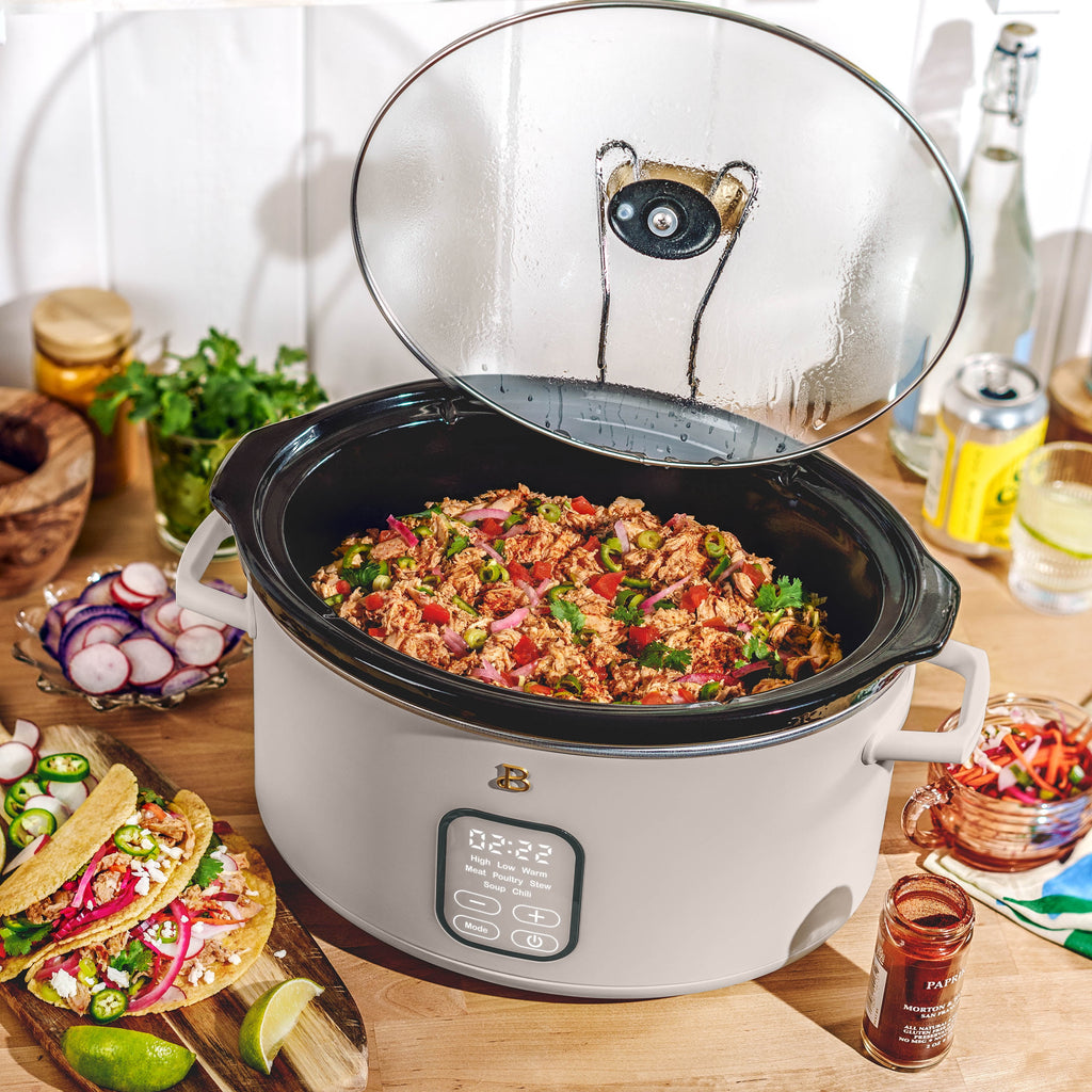 Beautiful 6 Qt Programmable Slow Cooker, White Icing by Drew Barrymore