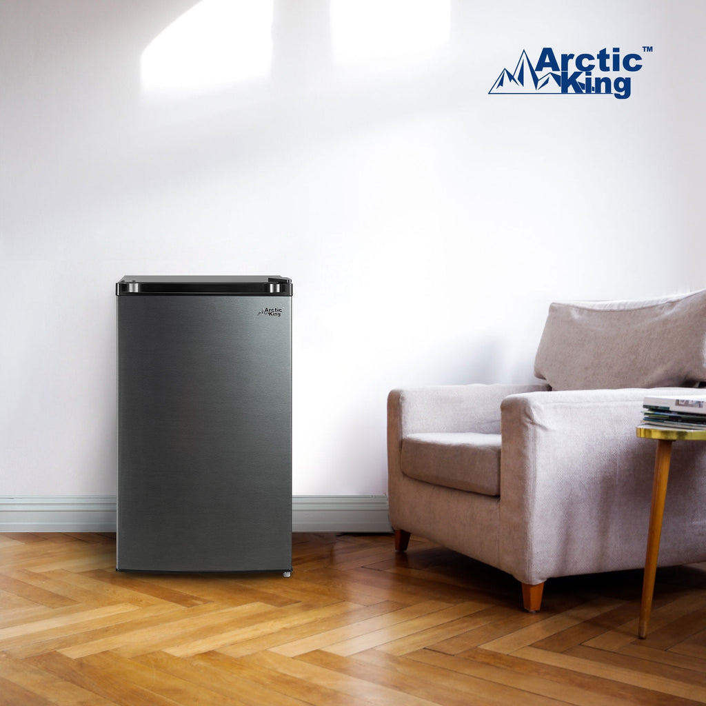 Arctic King 4.4 Cu ft One-Door No Freezer Mini Fridge, Black Stainless Steel Look E-Star, ARM44A5ASL