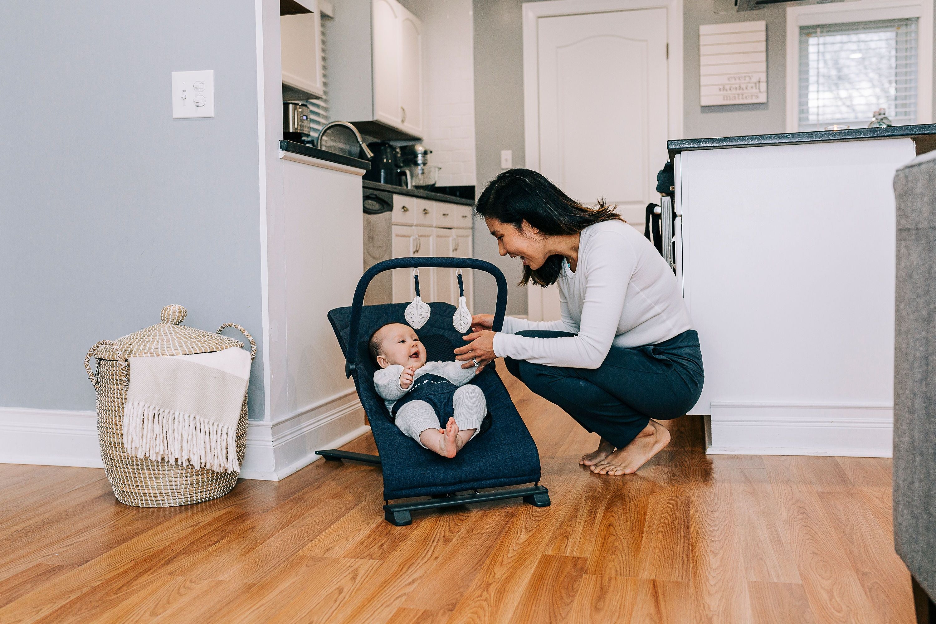 Baby Delight Alpine Deluxe Portable Infant Bouncer - for Use 0-6 Months- Quilted Indigo